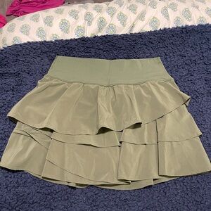 Green ruffle skort